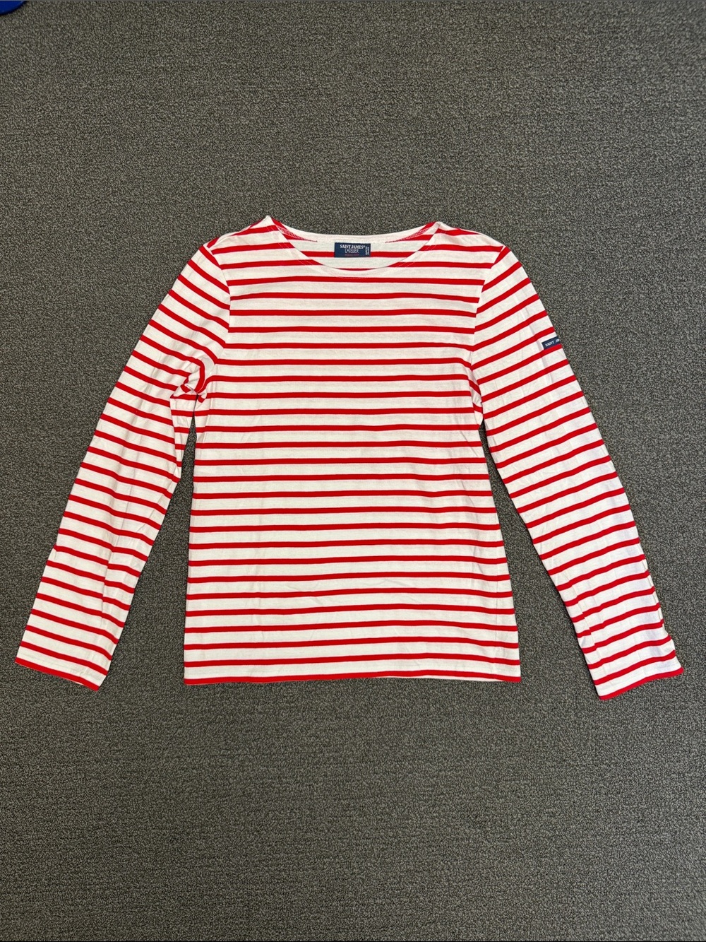 Saint James Minquiers Modern Breton Shirt in White/Red